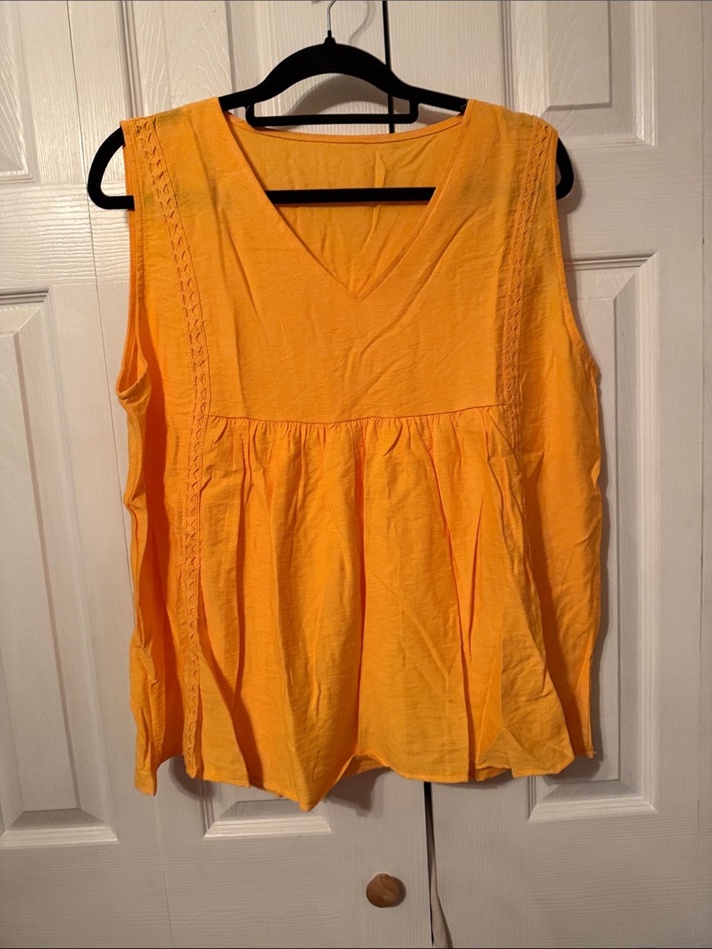 Sleeveless V-Neck Peasant Tank Top - Yellow